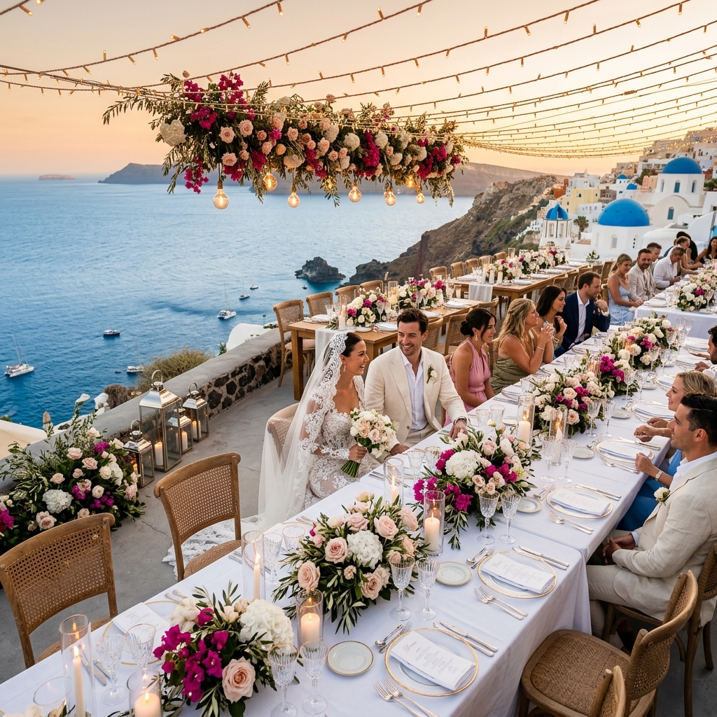 Luxurious seaside wedding reception